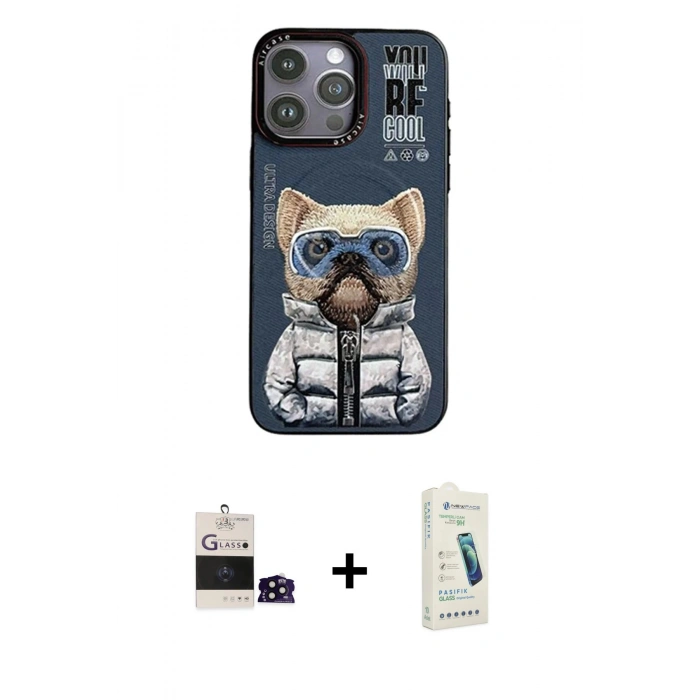 MARSİLYAN™- iPhone 14 Pro Max Kılıf Siluet Modern Özel Seri - Şeffaf Pasifik Cam Ekran Koruyucu + Bilvis Titan Kamera Lens - SH