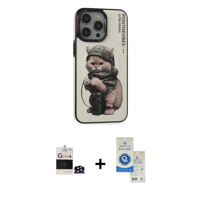 MARSİLYAN™- iPhone 14 Pro Max Kılıf Siluet Modern Özel Seri - Şeffaf Royal Nano Ekran Koruyucu + Bilvis Titan Kamera Lens - DNMR
