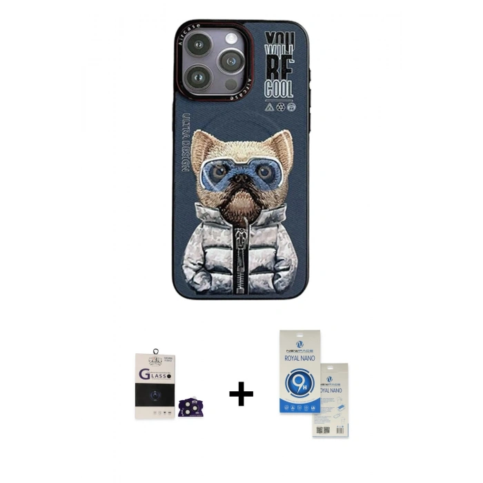 MARSİLYAN™- iPhone 14 Pro Max Kılıf Siluet Modern Özel Seri - Şeffaf Royal Nano Ekran Koruyucu + Bilvis Titan Kamera Lens - DNMR