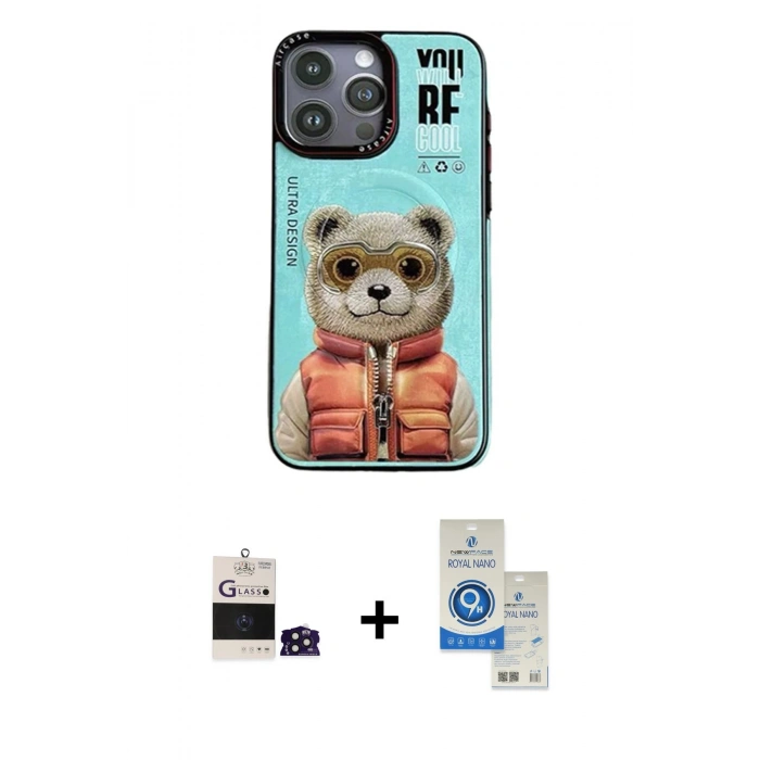 MARSİLYAN™- iPhone 14 Pro Max Kılıf Siluet Modern Özel Seri - Şeffaf Royal Nano Ekran Koruyucu + Bilvis Titan Kamera Lens - DNMR