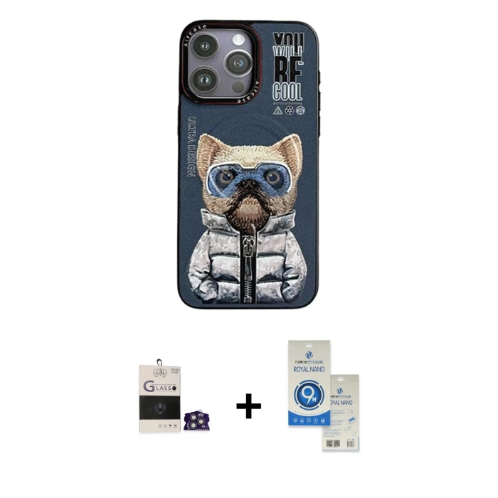 MARSİLYAN™- iPhone 14 Pro Max Kılıf Siluet Modern Özel Seri - Şeffaf Royal Nano Ekran Koruyucu + Bilvis Titan Kamera Lens - GS
