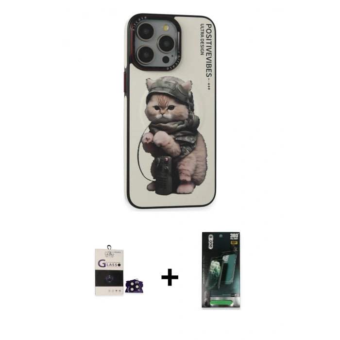 MARSİLYAN™- iPhone 14 Pro Max Kılıf Siluet Modern Özel Seri - Siyah 360 Mat Full Body Arka Koruyucu + Bilvis Titan Kamera Lens - SH