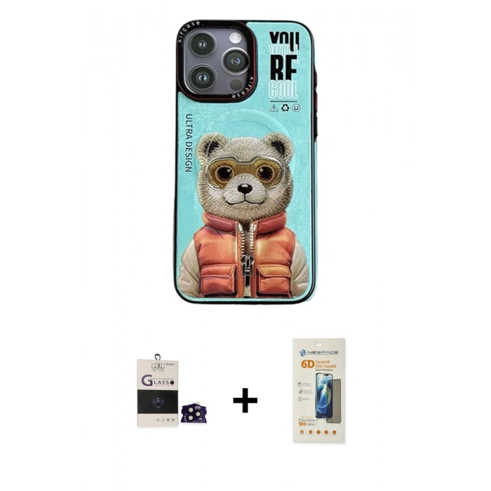 MARSİLYAN™- iPhone 14 Pro Max Kılıf Siluet Modern Özel Seri - Siyah 6D Mat Seramik Hayalet Nano Ekran Koruyucu + Bilvis Titan Kamera Lens - SH