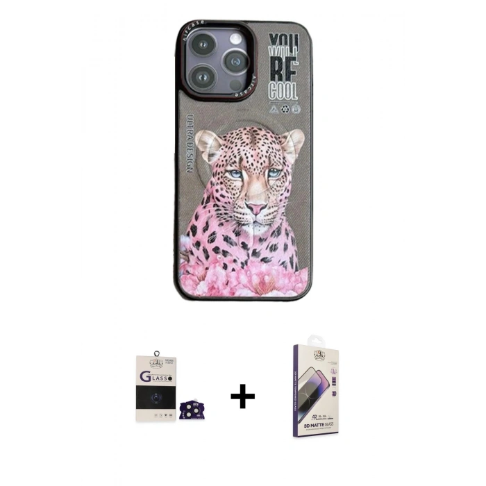 MARSİLYAN™- iPhone 14 Pro Max Kılıf Siluet Modern Özel Seri - Siyah Bilvis 3D Mat Cam Ekran Koruyucu + Bilvis Titan Kamera Lens - DNMR