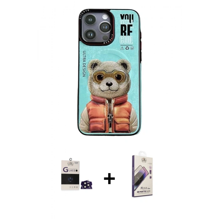 MARSİLYAN™- iPhone 14 Pro Max Kılıf Siluet Modern Özel Seri - Siyah Bilvis 3D Mat Cam Ekran Koruyucu + Bilvis Titan Kamera Lens - DNMR