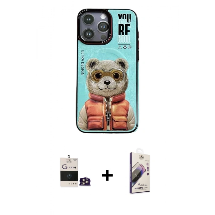 MARSİLYAN™- iPhone 14 Pro Max Kılıf Siluet Modern Özel Seri - Siyah Bilvis 3D Mat Cam Ekran Koruyucu + Bilvis Titan Kamera Lens - GD