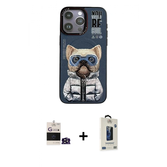 MARSİLYAN™- iPhone 14 Pro Max Kılıf Siluet Modern Özel Seri - Siyah Bilvis Hayalet Cam Ekran Koruyucu + Derin Mor Bilvis Titan Kamera Lens