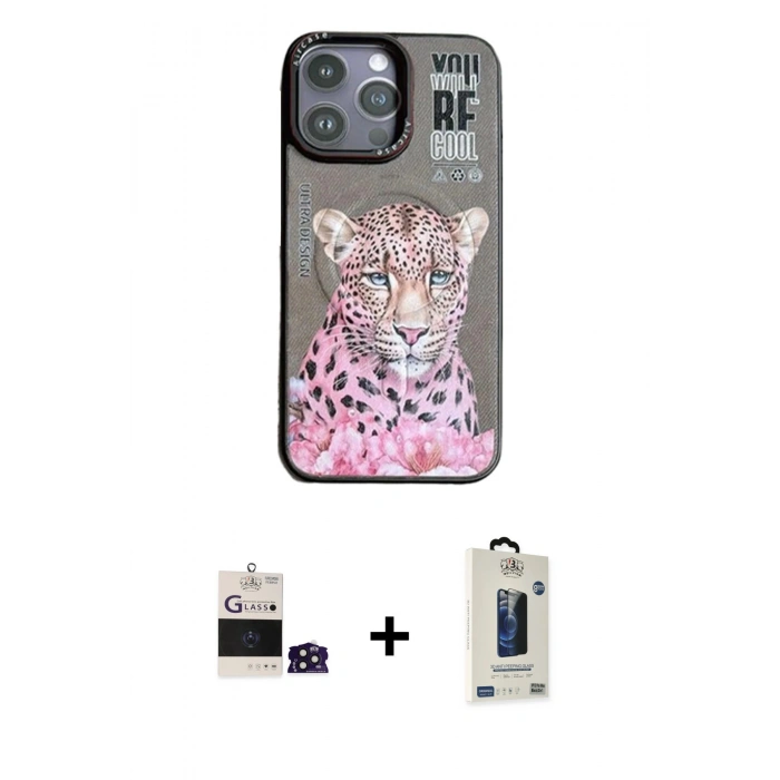 MARSİLYAN™- iPhone 14 Pro Max Kılıf Siluet Modern Özel Seri - Siyah Bilvis Hayalet Cam Ekran Koruyucu + Derin Mor Bilvis Titan Kamera Lens