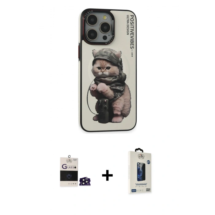 MARSİLYAN™- iPhone 14 Pro Max Kılıf Siluet Modern Özel Seri - Siyah Bilvis Hayalet Cam Ekran Koruyucu + Derin Mor Bilvis Titan Kamera Lens