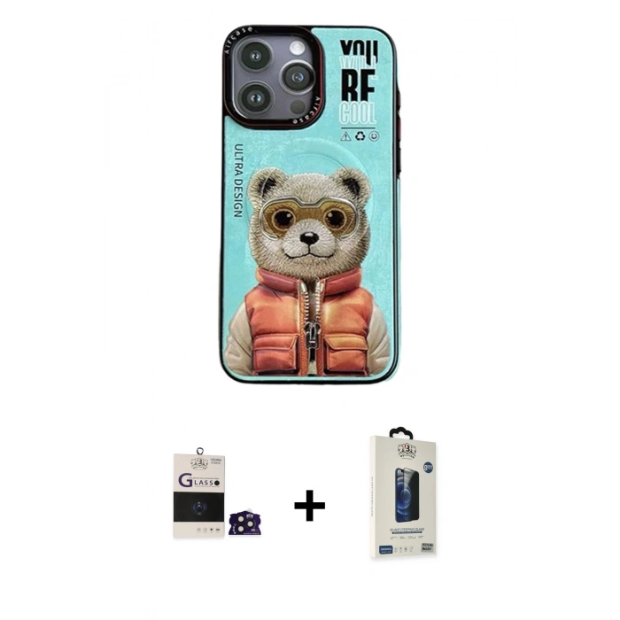 MARSİLYAN™- iPhone 14 Pro Max Kılıf Siluet Modern Özel Seri - Siyah Bilvis Hayalet Cam Ekran Koruyucu + Derin Mor Bilvis Titan Kamera Lens