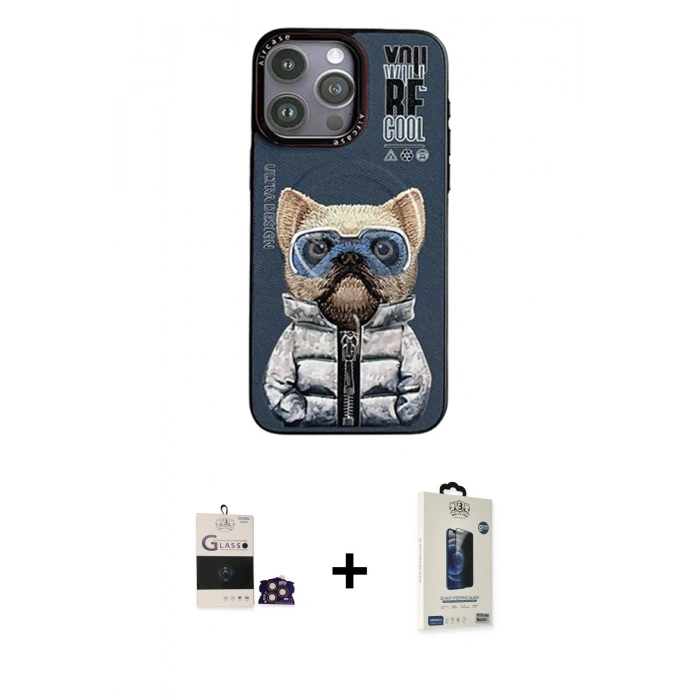 MARSİLYAN™- iPhone 14 Pro Max Kılıf Siluet Modern Özel Seri - Siyah Bilvis Hayalet Cam Ekran Koruyucu + Bilvis Titan Kamera Lens - GD
