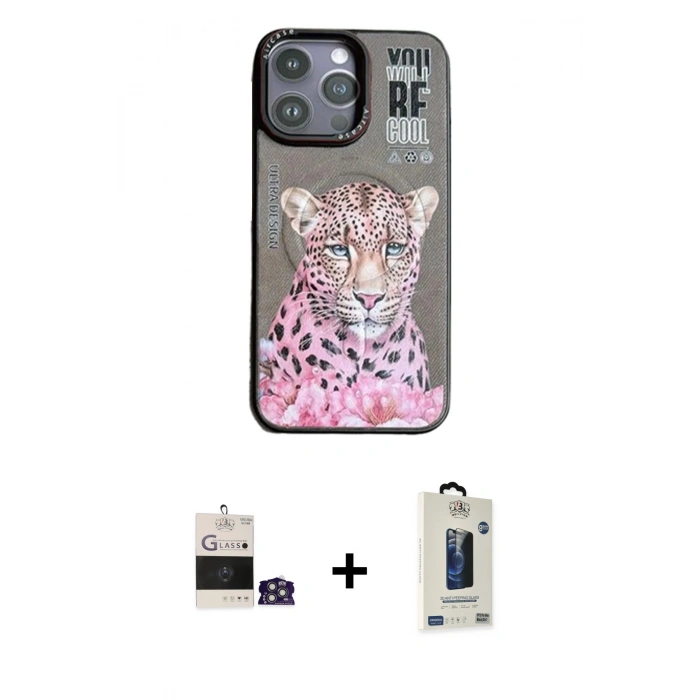 MARSİLYAN™- iPhone 14 Pro Max Kılıf Siluet Modern Özel Seri - Siyah Bilvis Hayalet Cam Ekran Koruyucu + Bilvis Titan Kamera Lens - GS