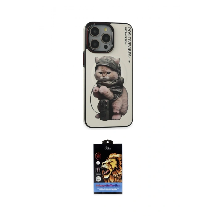 MARSİLYAN™- iPhone 14 Pro Max Kılıf Siluet Modern Özel Seri - Siyah Buffer Hayalet Cam Ekran Koruyucu