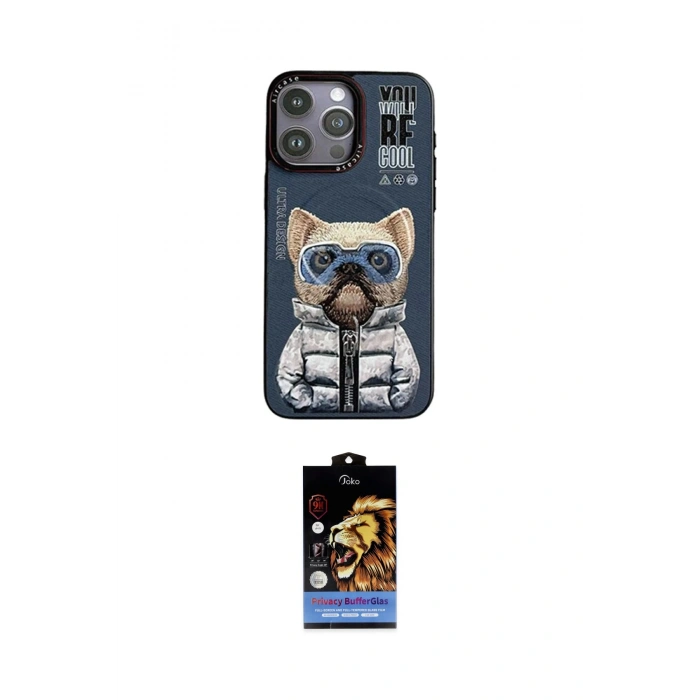 MARSİLYAN™- iPhone 14 Pro Max Kılıf Siluet Modern Özel Seri - Siyah Buffer Hayalet Cam Ekran Koruyucu