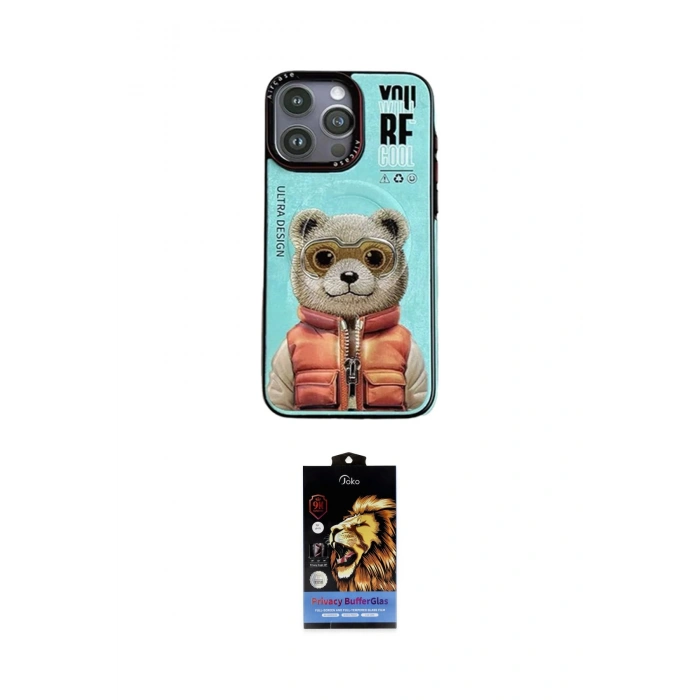 MARSİLYAN™- iPhone 14 Pro Max Kılıf Siluet Modern Özel Seri - Siyah Buffer Hayalet Cam Ekran Koruyucu