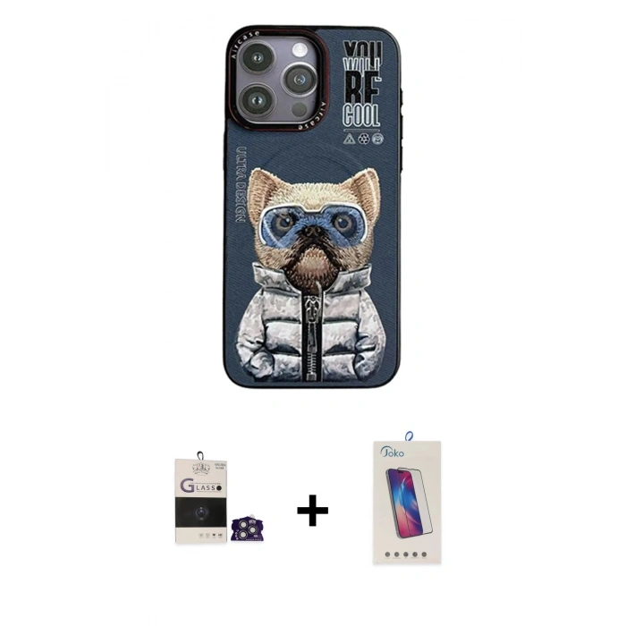 MARSİLYAN™- iPhone 14 Pro Max Kılıf Siluet Modern Özel Seri - Siyah Joko 5D Cam + Bilvis Titan Kamera Lens - GS