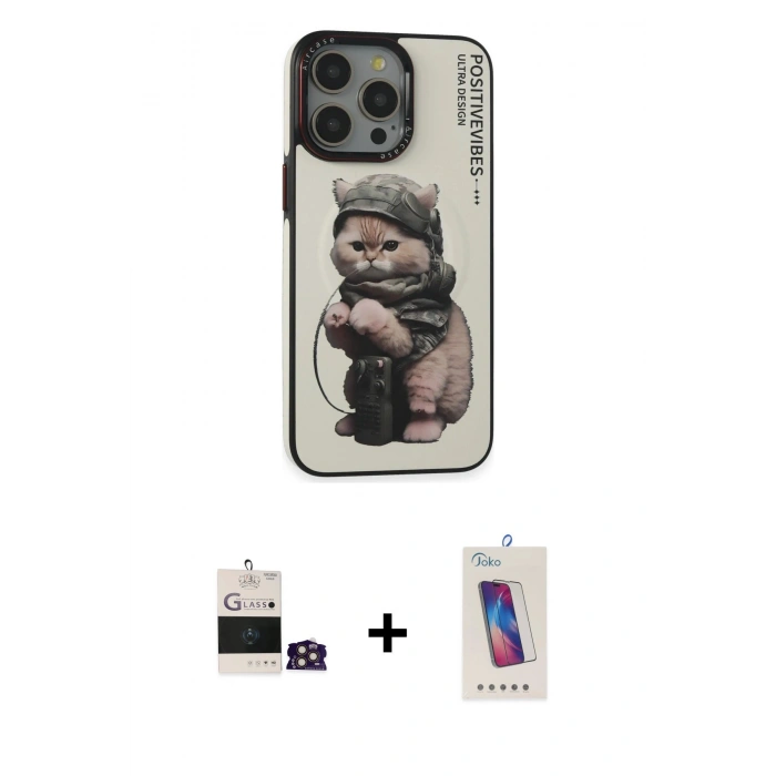 MARSİLYAN™- iPhone 14 Pro Max Kılıf Siluet Modern Özel Seri - Siyah Joko 5D Cam + Bilvis Titan Kamera Lens - GD