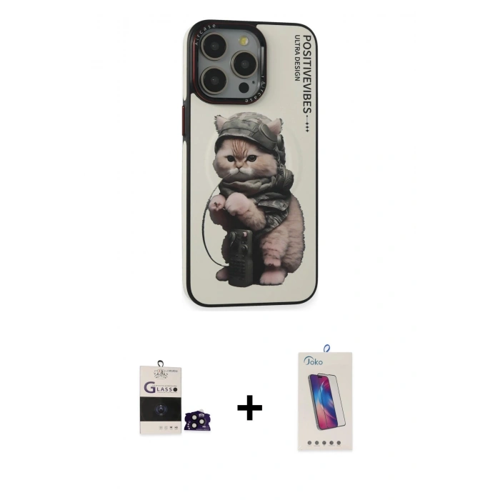 MARSİLYAN™- iPhone 14 Pro Max Kılıf Siluet Modern Özel Seri - Siyah Joko 5D Cam + Bilvis Titan Kamera Lens - SH
