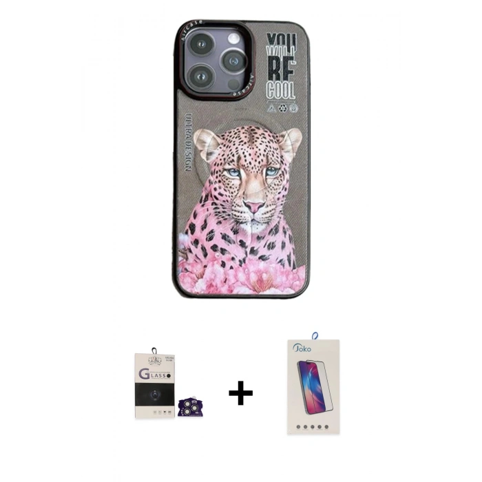 MARSİLYAN™- iPhone 14 Pro Max Kılıf Siluet Modern Özel Seri - Siyah Joko 5D Cam + Bilvis Titan Kamera Lens - GS