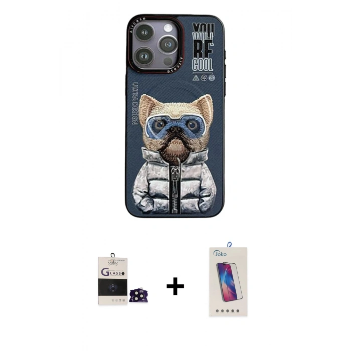 MARSİLYAN™- iPhone 14 Pro Max Kılıf Siluet Modern Özel Seri - Siyah Joko 5D Cam + Bilvis Titan Kamera Lens - SH
