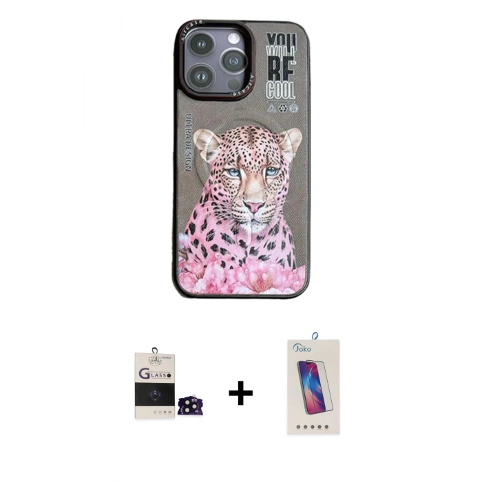 MARSİLYAN™- iPhone 14 Pro Max Kılıf Siluet Modern Özel Seri - Siyah Joko 5D Cam + Bilvis Titan Kamera Lens - SH