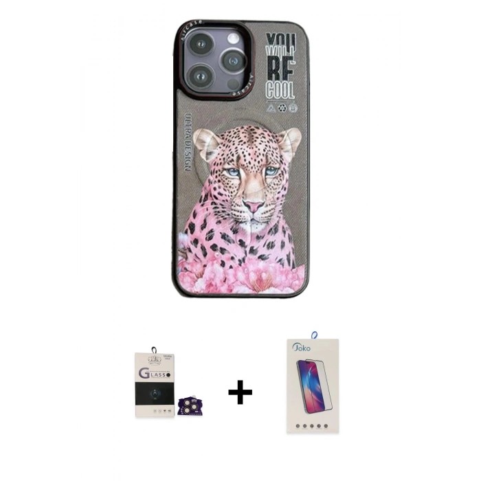 MARSİLYAN™- iPhone 14 Pro Max Kılıf Siluet Modern Özel Seri - Siyah Joko 5D Cam + Bilvis Titan Kamera Lens - GD