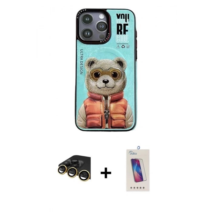 MARSİLYAN™- iPhone 14 Pro Max Kılıf Siluet Modern Özel Seri - Siyah Joko 5D Cam + Raze Metal Kamera Lens - GD