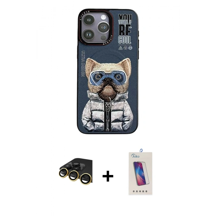 MARSİLYAN™- iPhone 14 Pro Max Kılıf Siluet Modern Özel Seri - Siyah Joko 5D Cam + Raze Metal Kamera Lens - GD