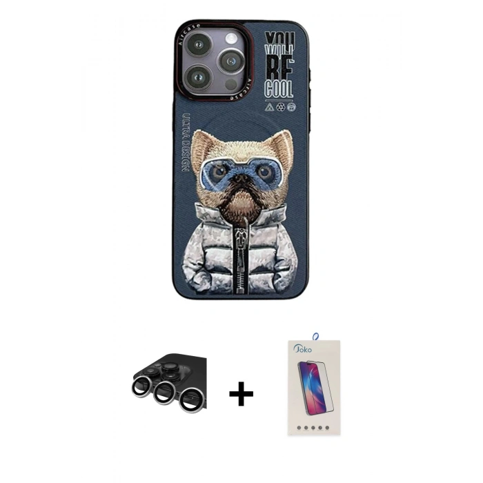MARSİLYAN™- iPhone 14 Pro Max Kılıf Siluet Modern Özel Seri - Siyah Joko 5D Cam + Raze Metal Kamera Lens - GS