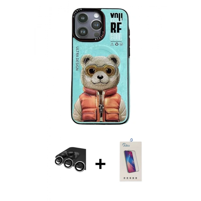 MARSİLYAN™- iPhone 14 Pro Max Kılıf Siluet Modern Özel Seri - Siyah Joko 5D Cam + Raze Metal Kamera Lens - GS