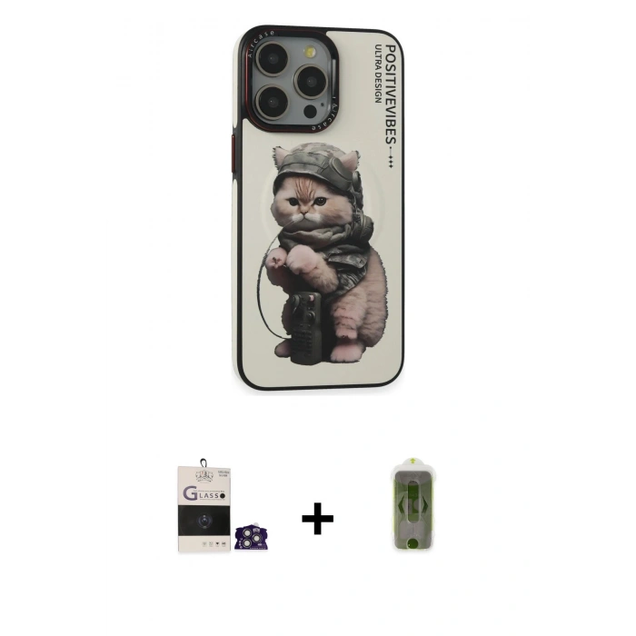 MARSİLYAN™- iPhone 14 Pro Max Kılıf Siluet Modern Özel Seri - Siyah Joko Magic 5D Hayalet Cam + Bilvis Titan Kamera Lens - GS