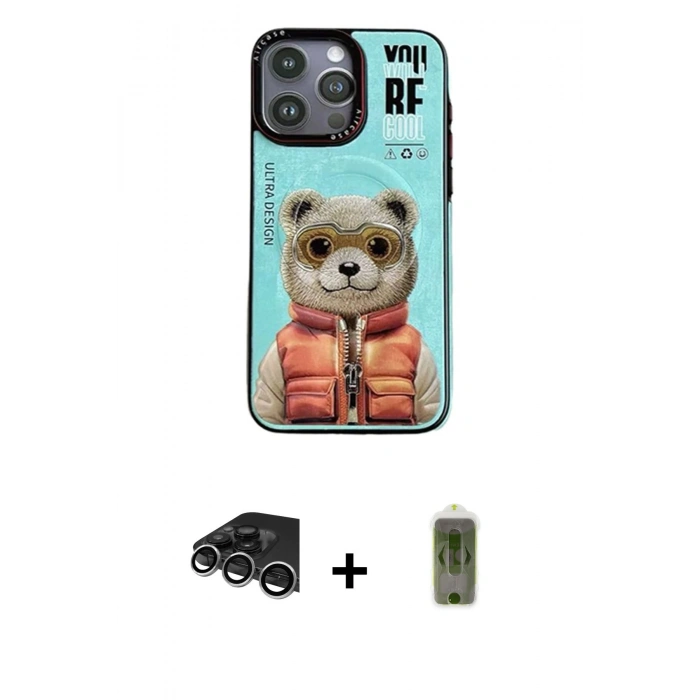 MARSİLYAN™- iPhone 14 Pro Max Kılıf Siluet Modern Özel Seri - Siyah Joko Magic 5D Hayalet Cam + Raze Metal Kamera Lens - GS