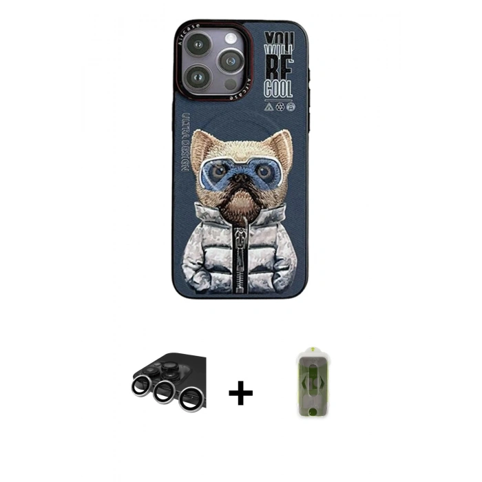 MARSİLYAN™- iPhone 14 Pro Max Kılıf Siluet Modern Özel Seri - Siyah Joko Magic 5D Hayalet Cam + Raze Metal Kamera Lens - GS