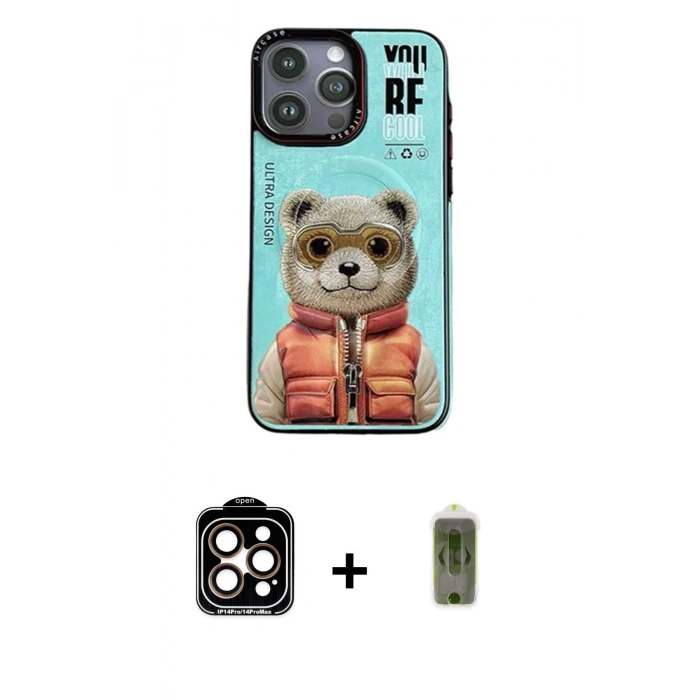 MARSİLYAN™- iPhone 14 Pro Max Kılıf Siluet Modern Özel Seri - Siyah Joko Magic 5D Hayalet Cam + PVD Metal Kamera Lens - TU