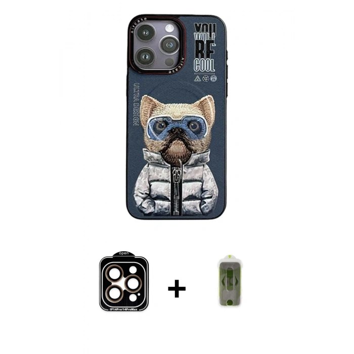 MARSİLYAN™- iPhone 14 Pro Max Kılıf Siluet Modern Özel Seri - Siyah Joko Magic 5D Hayalet Cam + PVD Metal Kamera Lens - TU