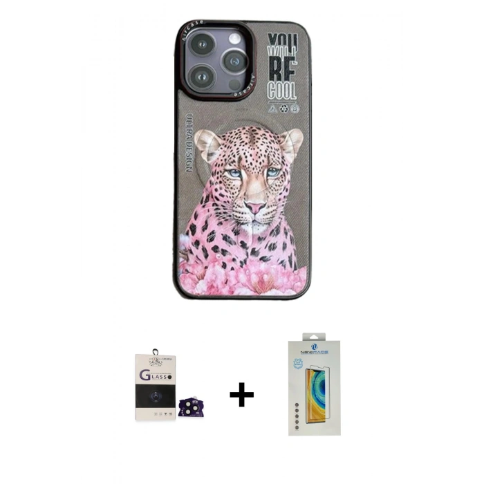 MARSİLYAN™- iPhone 14 Pro Max Kılıf Siluet Modern Özel Seri - Siyah Polymer Nano Ekran Koruyucu + Bilvis Titan Kamera Lens - SH