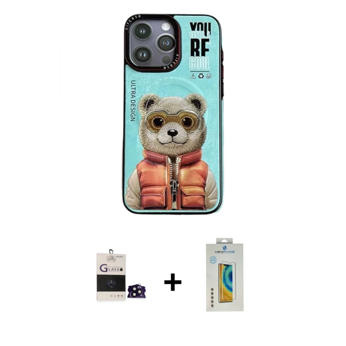 MARSİLYAN™- iPhone 14 Pro Max Kılıf Siluet Modern Özel Seri - Siyah Polymer Nano Ekran Koruyucu + Bilvis Titan Kamera Lens - SH