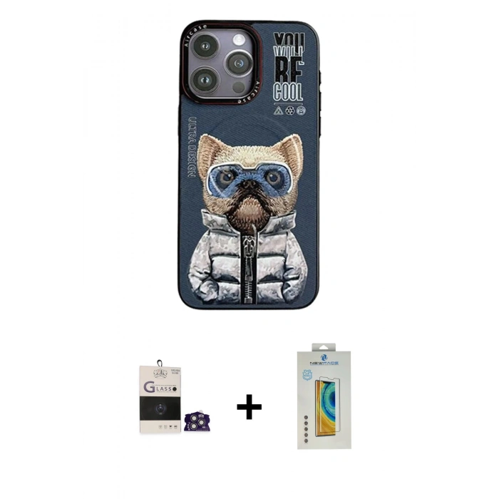 MARSİLYAN™- iPhone 14 Pro Max Kılıf Siluet Modern Özel Seri - Siyah Polymer Nano Ekran Koruyucu + Bilvis Titan Kamera Lens - GS