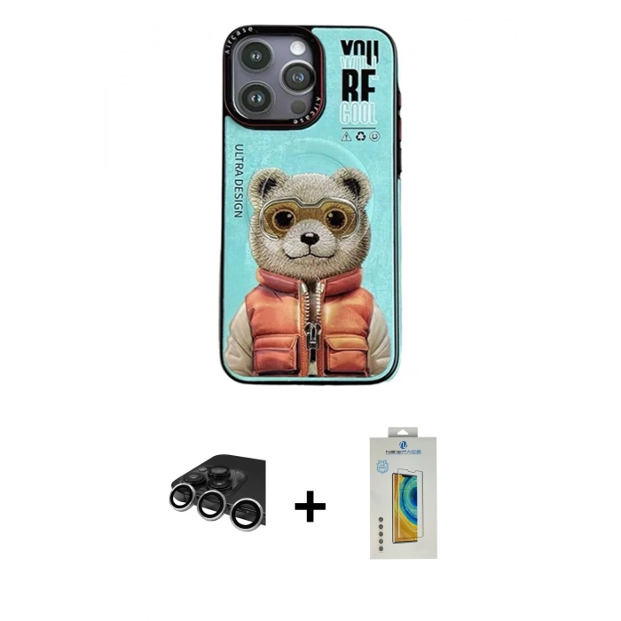 MARSİLYAN™- iPhone 14 Pro Max Kılıf Siluet Modern Özel Seri - Siyah Polymer Nano Ekran Koruyucu + Raze Metal Kamera Lens - GS
