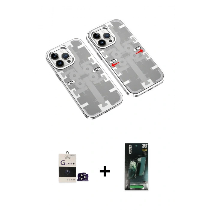 MARSİLYAN™- iPhone 14 Pro Max Kılıf Ufuk Doku Prime - Siyah 360 Mat Full Body Arka Koruyucu + Bilvis Titan Kamera Lens - SH