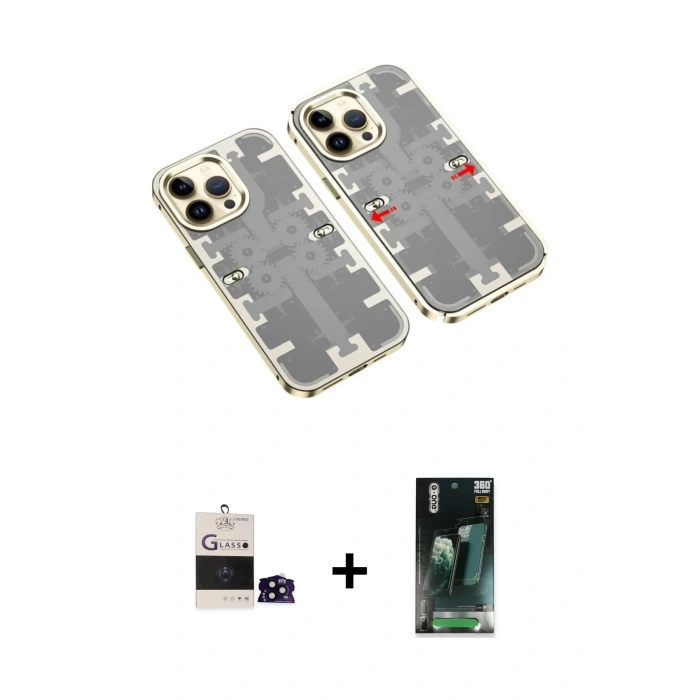 MARSİLYAN™- iPhone 14 Pro Max Kılıf Ufuk Doku Prime - Siyah 360 Mat Full Body Arka Koruyucu + Bilvis Titan Kamera Lens - SH