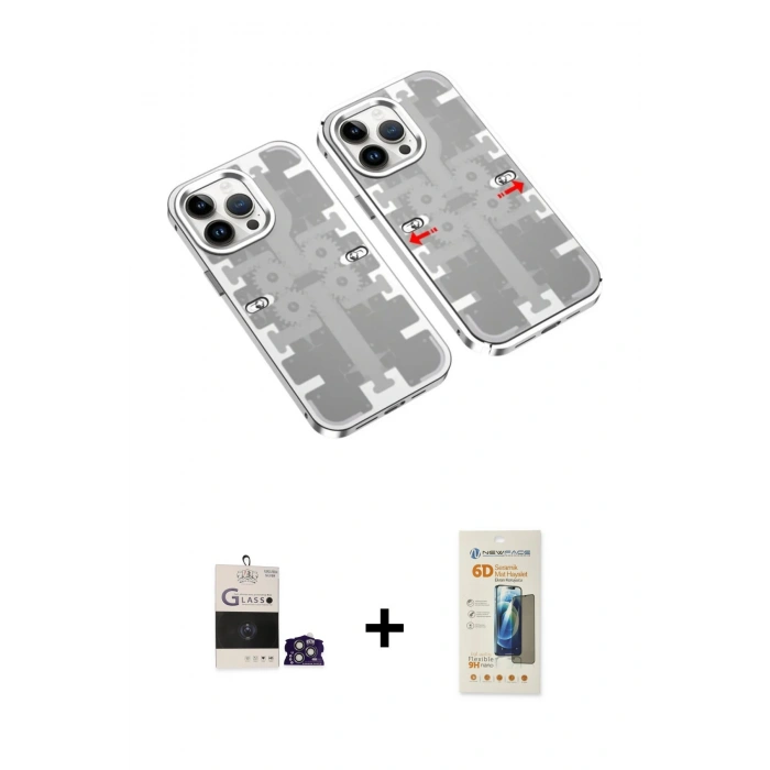 MARSİLYAN™- iPhone 14 Pro Max Kılıf Ufuk Doku Prime - Siyah 6D Mat Seramik Hayalet Nano Ekran Koruyucu + Bilvis Titan Kamera Lens - GS