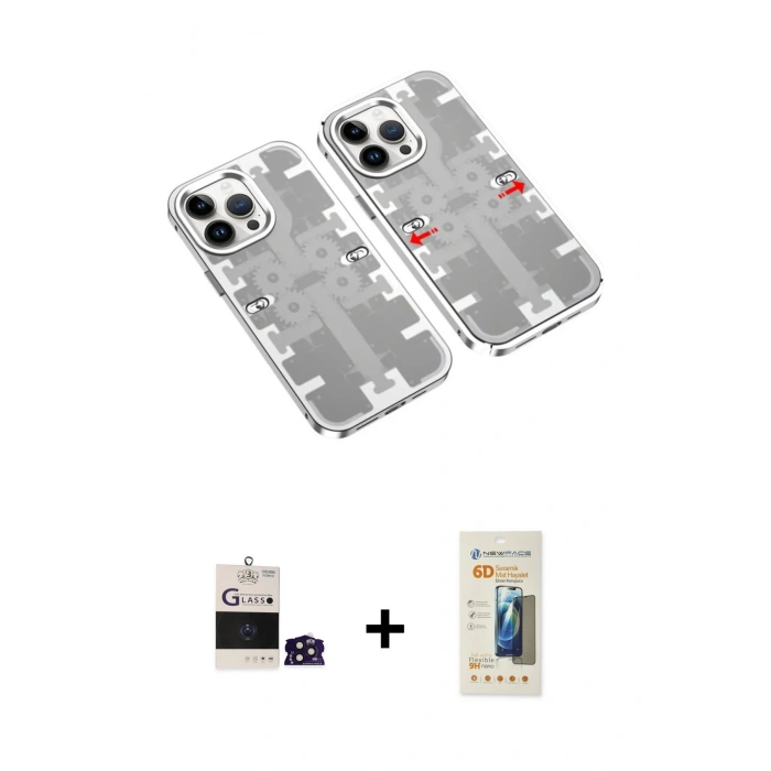 MARSİLYAN™- iPhone 14 Pro Max Kılıf Ufuk Doku Prime - Siyah 6D Mat Seramik Hayalet Nano Ekran Koruyucu + Derin Mor Bilvis Titan Kamera Lens