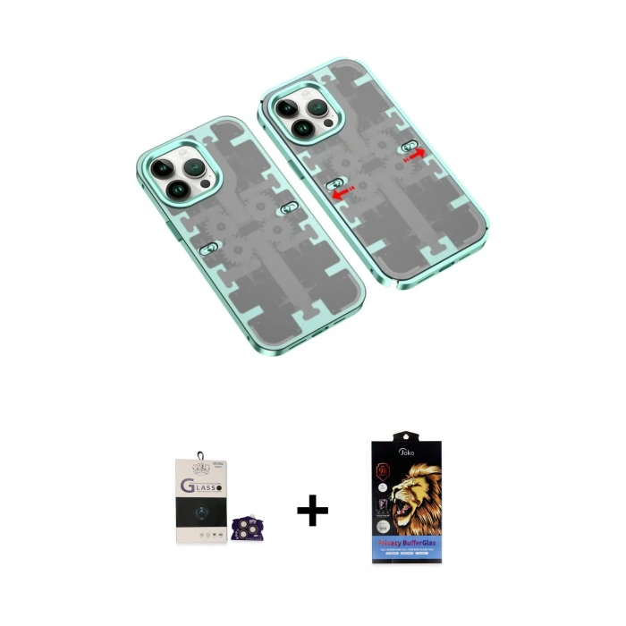 MARSİLYAN™- iPhone 14 Pro Max Kılıf Ufuk Doku Prime - Siyah Buffer Hayalet Cam Ekran Koruyucu + Bilvis Titan Kamera Lens - GD