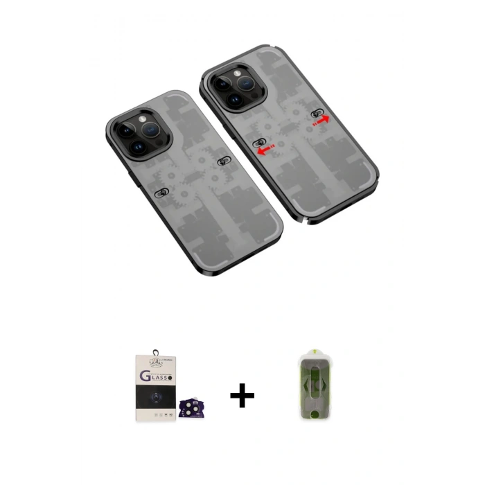 MARSİLYAN™- iPhone 14 Pro Max Kılıf Ufuk Doku Prime - Siyah Joko Magic 5D Hayalet Cam + Bilvis Titan Kamera Lens - SH