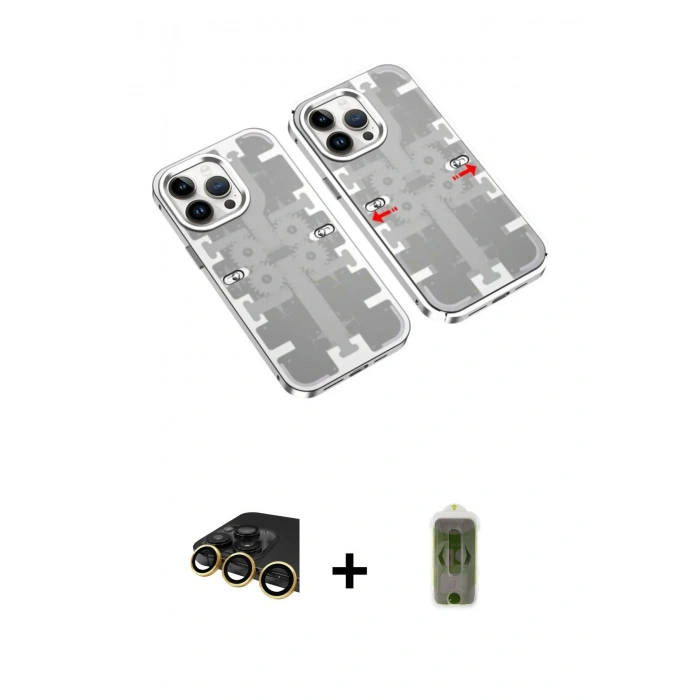 MARSİLYAN™- iPhone 14 Pro Max Kılıf Ufuk Doku Prime - Siyah Joko Magic 5D Hayalet Cam + Raze Metal Kamera Lens - GD
