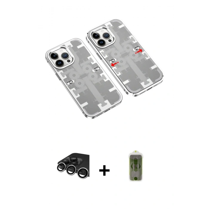 MARSİLYAN™- iPhone 14 Pro Max Kılıf Ufuk Doku Prime - Siyah Joko Magic 5D Hayalet Cam + Raze Metal Kamera Lens - GS