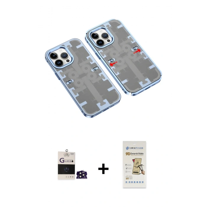 MARSİLYAN™- iPhone 14 Pro Max Kılıf Ufuk Doku Prime - Siyah Mat Seramik Nano Ekran Koruyucu + Bilvis Titan Kamera Lens - DNMR