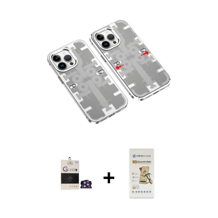 MARSİLYAN™- iPhone 14 Pro Max Kılıf Ufuk Doku Prime - Siyah Mat Seramik Nano Ekran Koruyucu + Bilvis Titan Kamera Lens - GS