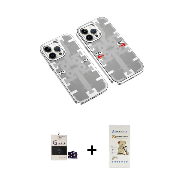 MARSİLYAN™- iPhone 14 Pro Max Kılıf Ufuk Doku Prime - Siyah Mat Seramik Nano Ekran Koruyucu + Bilvis Titan Kamera Lens - SH